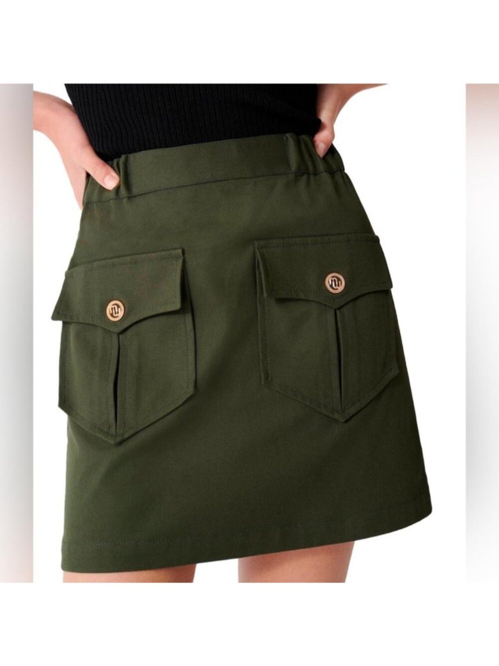 Maje Jesna Cargo Mini Skirt in Green Size: 38 (M) NWT
